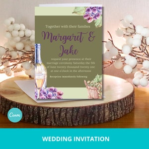 Wine Theme Wedding Invitation: Vineyard Wedding Invite (Instant Download)