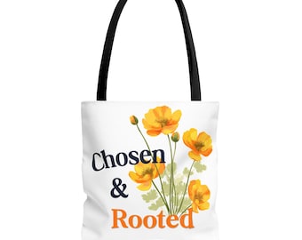 Bolso de mano Chosen and Rooted Garden / Estampado integral de poliéster resistente, bolsa de compras reutilizable para el campo.