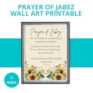 Prayer of Jabez Printable Wall Art: Floral Christian Decor (Digital Download)