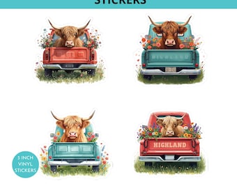 Pegatina de vaca de las Tierras Altas para camión, pegatina vintage de vaca para camión, calcomanía de vaca de las Tierras Altas, pegatina de vida en la granja, pegatina campestre, regalo para amantes de las vacas