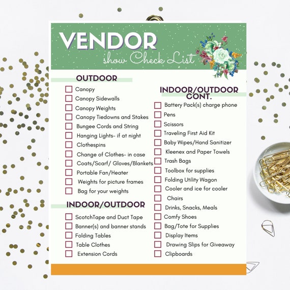 Craft Show Checklist, Direct Sales Checklist, Instant Download.