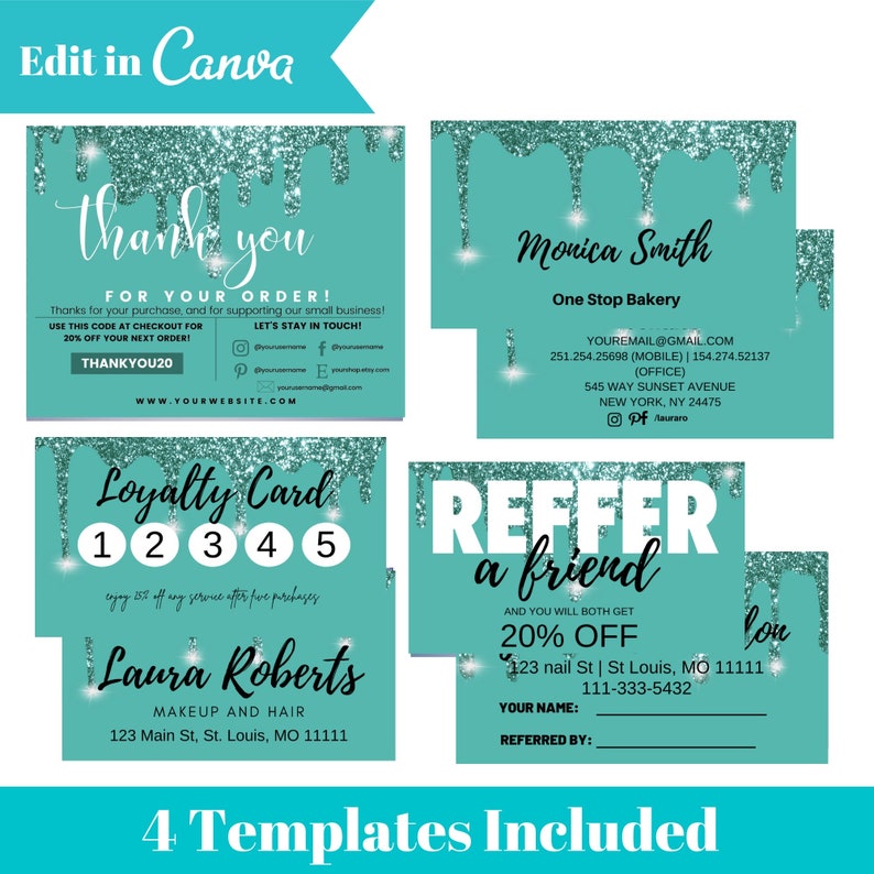 Small Business Bundle Thank You Card Template Referral Cards Etsy