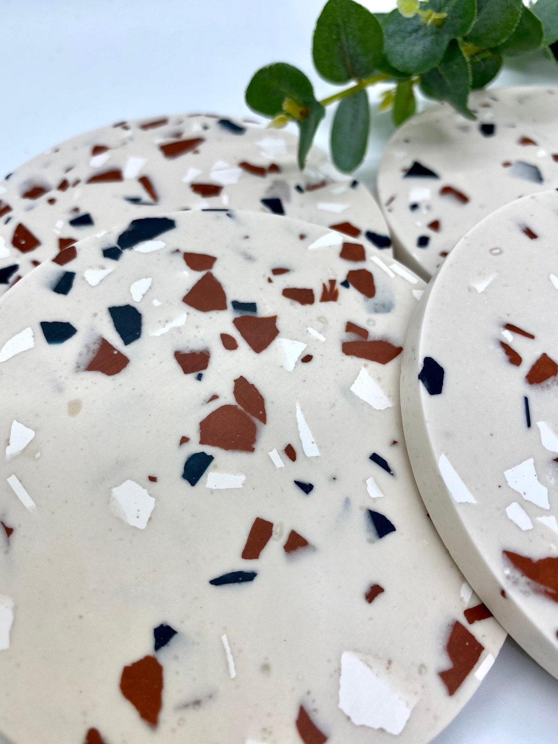 Jesmonite Terrazzo Coaster Set Natural Midnight Terracotta Etsy