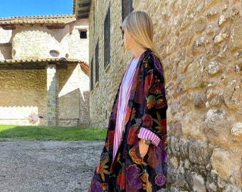 Long Velvet Jacket ( red striped lining inside)