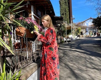 Vintage Embroidered Velvet Kimono - Etsy