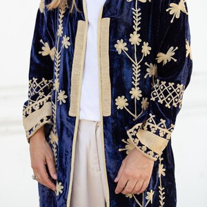 Jiva Silk/ Velvet Kimono Coat - Black