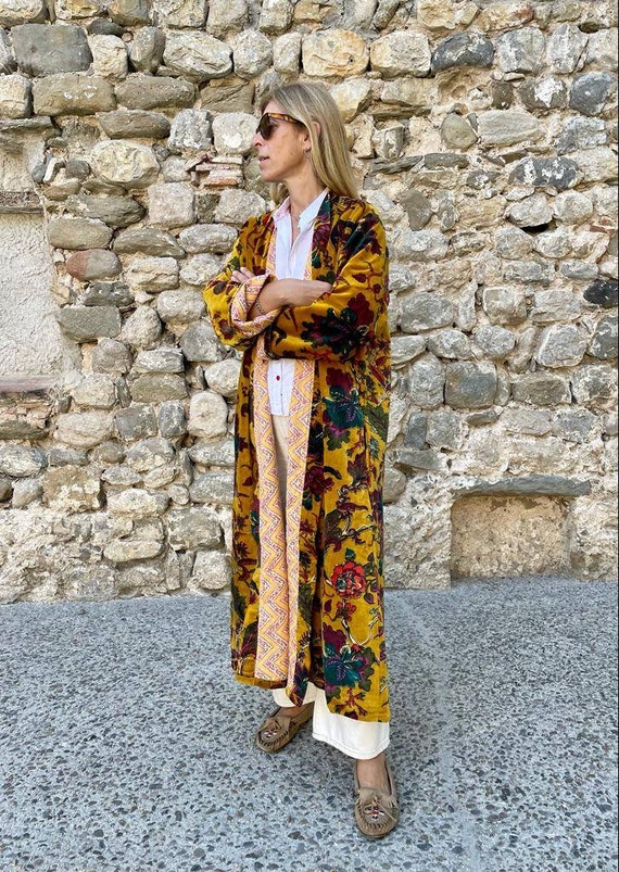 Long Velvet Jacket Yellow Lining Inside - Etsy