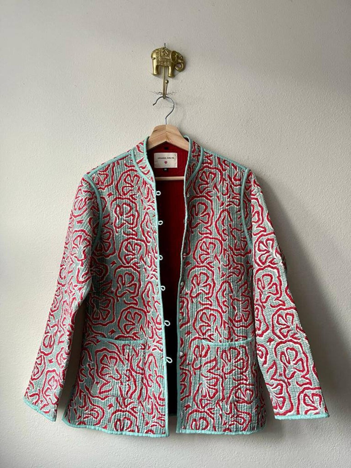 Block Print Reversible Quilted Jacket Etsy