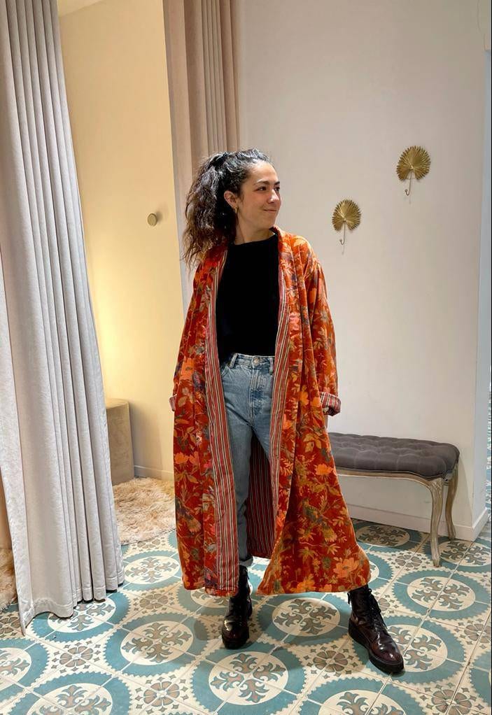 Long Velvet Jacket ( red lining inside)