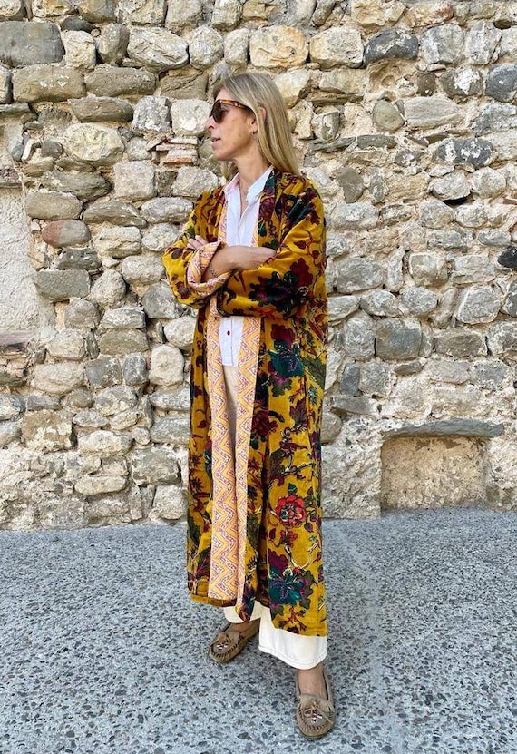 Long Velvet Jacket With Collar - Etsy