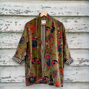 Velvet Jacket Short( yellow block printed lining inside )