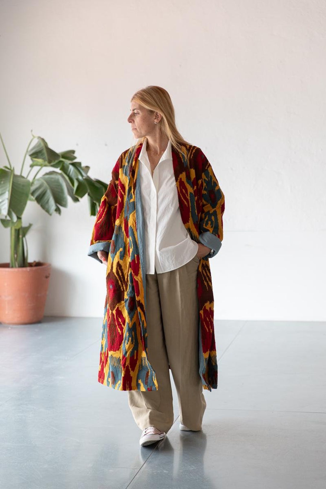 Long Merino Wool Embroidered Jacket