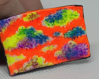 Trippy Neon Clouds, Bar Pin Brooch