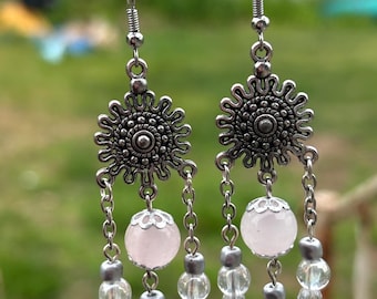 Handmade, Rose Quartz Earrings