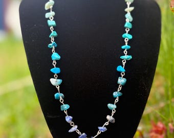 Handmade, Crystal Necklace with Perler Bead Charm
