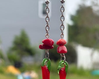 Handmade, Earrings with Glass Bead