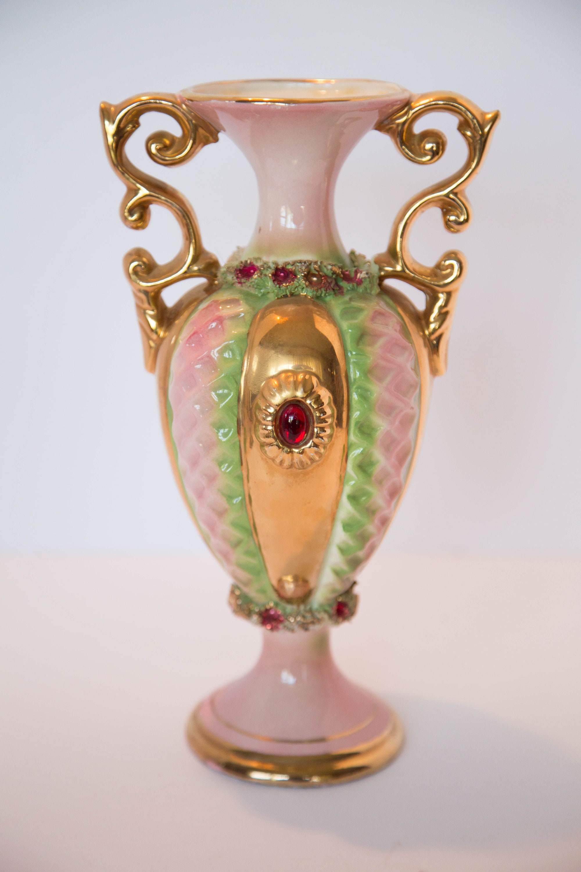 Beautiful Vintage C.A.L. ITALY Lucca Porcelain Urn Vase W/ Gold - Etsy