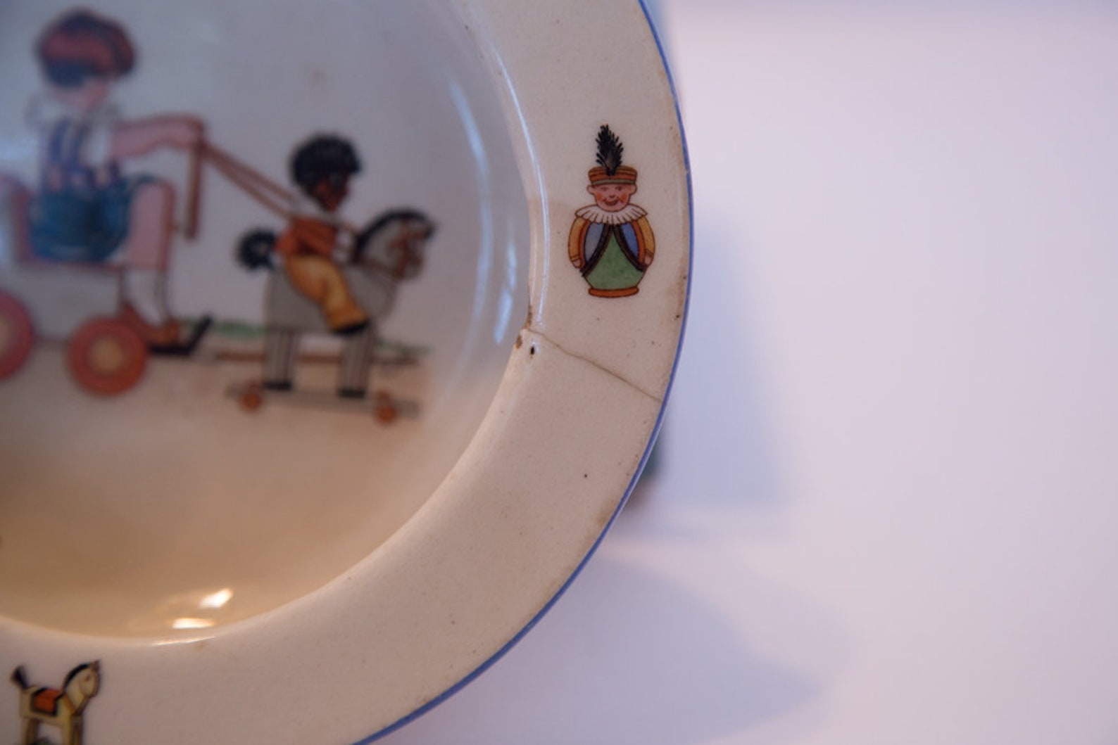 Antique Baby Dish Bowl Stamped Czech Slovakia 19101920s Child W/teddy