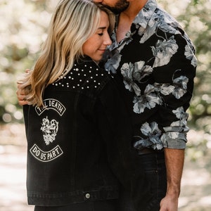Bride Pearl Black Jacket | Till Death Do Us Part | Black Pearl Jacket | Personalized Wedding Jacket | Customized Wedding Jacket