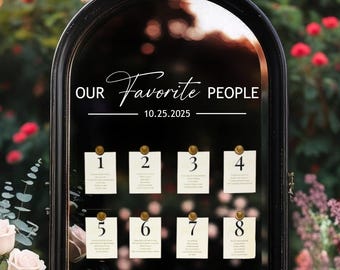 Custom Wedding Seating Chart Decal: "Our Favorite People" Mirror Sign