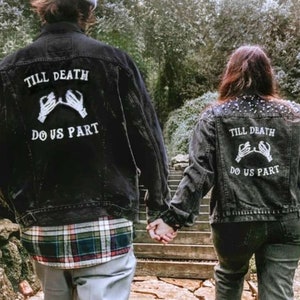 Matching Wedding Jackets | Till Death Do Us Part | Groom Jacket | Bride Jacket | Wedding Day Jacket | Matching Denim Jackets | Bride & Groom