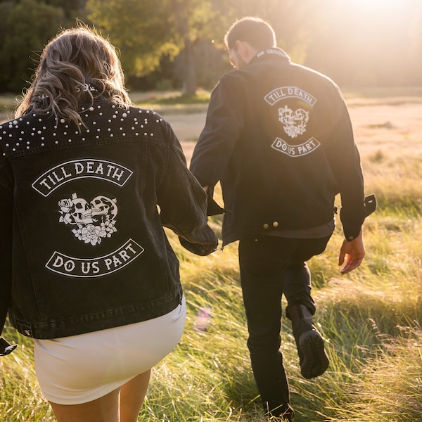 Bride and Groom Matching Wedding Jackets | Till Death Do Us Part | Groom Jacket | Bride Jacket | Wedding Day Jacket | Matching Jackets