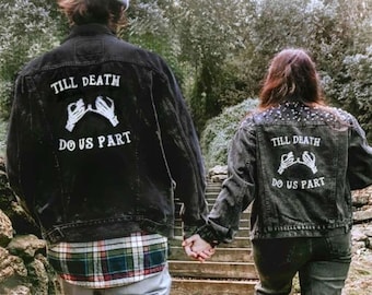 Matching Wedding Jackets | Till Death Do Us Part | Groom Jacket | Bride Jacket | Wedding Day Jacket | Matching Denim Jackets | Bride & Groom