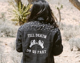 Black Pearl Denim Bridal Jacket: Customized Wedding Jean