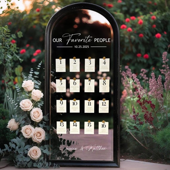 Custom Wedding Seating Chart Decal: "Our Favorite People" Mirror Sign