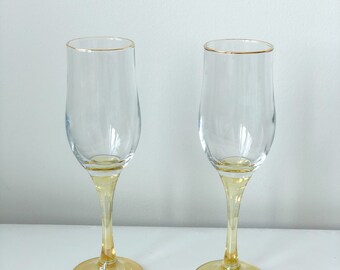 Vintage Pastel Colored Champagne Glasses - Set of 2 - Free Shipping - Stemware