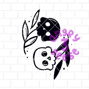 Skull Yin Yang Digital Download eps dxf svg cut files png for sublimation for t-shirts decals stickers bags tumblers printables