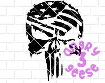 Skull American Flag Digital Download for Shirts, Tumbler, Decal, Raster and Vector File