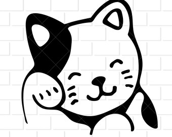 Cute Cat Digital Download svg, png, dxf, eps Files for Shirts, Decals, Stickers, Printables