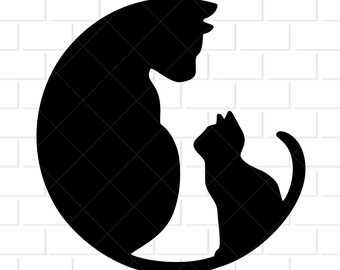 Cat and Kitten Circle Digital Download svg, png, dxf, and eps Files for Shirts, Decals, Stickers, Printables