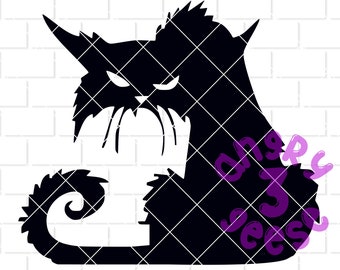 Angry Cat Digital Download dxf, eps, svg cut file, png for sublimation to make shirts decals stickers tumblers printables