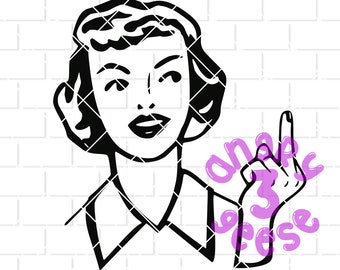 Classy Lady Giving the Finger Digital Download svg, png, dxf, eps Files for Shirts, Decals, Stickers, and Printables