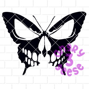 Skull Butterfly Digital Download dxf, eps, svg cut files, png for sublimation to make shirts decals stickers tumblers printables