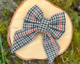 Tartan tweed dog bow tie/tweed dog sailor bow/Blue dog bow/tartan bow tie/sailor bow tie/sailor style dog bow/collar bow