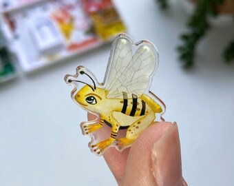 Bumble Bee Frog Pin: bumblebee, frog accessory, bee accessory, bee gift, bumble bee gift, animal mashup