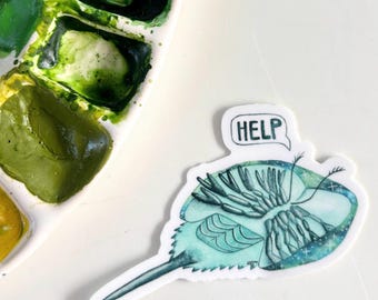 Horseshoe Crab Watercolor Sticker – Funny Sea Creature Art