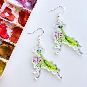 Praying Mantis Earrings | Funny Insect Jewelry | Christian Bible Reading Accessory | Cute Book | Preying Mantis Earring | Mantis Gift