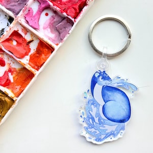 Blue Water Otter Keychain | Ocean Otter Keyring | Otter Lover Gift Keychain | Cute Otter Accessory | Otter Lover Gift Keychain | Sea Otter