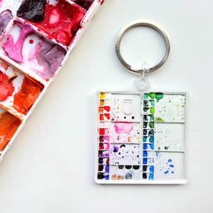 Artist&#39;s Watercolor Paint Palette Keychain | Art Keychain | Artist Keychain Accessory | Watercolor Paint | Artist Gift | Art Teacher