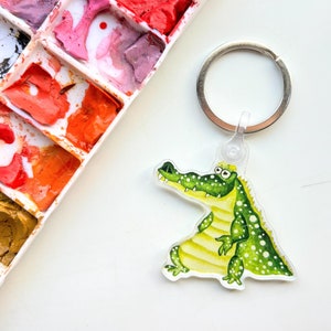 Alligator Crocodile Green Keychain | Alligator Reptile Keyring | Green Funny Crocodile Keychain | Florida Alligator Accessory | Alligator