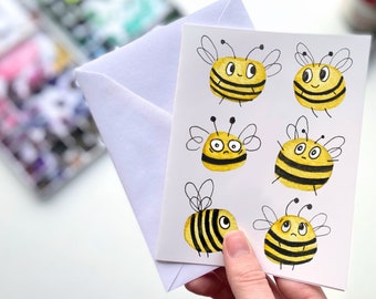 Bumble Bee Watercolor Greeting Card: bee bumblebee beekeeper stationary