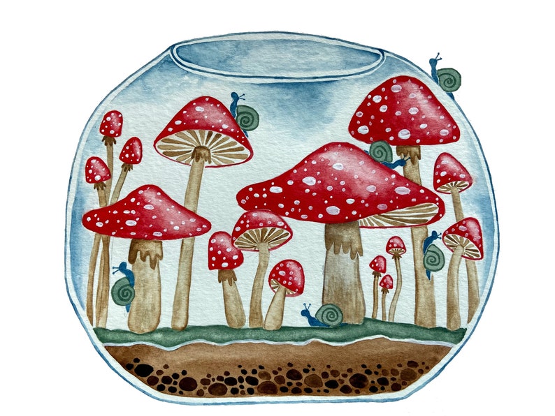 Snail and Mushroom Terrarium Magnet