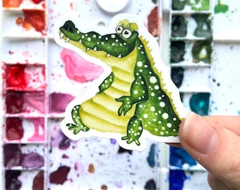 Alligator Crocodile Watercolor Sticker | Weatherproof Waterproof Vinyl Decal | Zoo Reptile Animal Sticker | Alligator Gift Boy Sticker