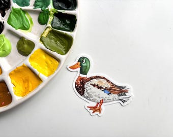 Mallard Duck Watercolor Sticker – Weatherproof Vinyl Nature Bird Lover Outdoor Wildlife Art