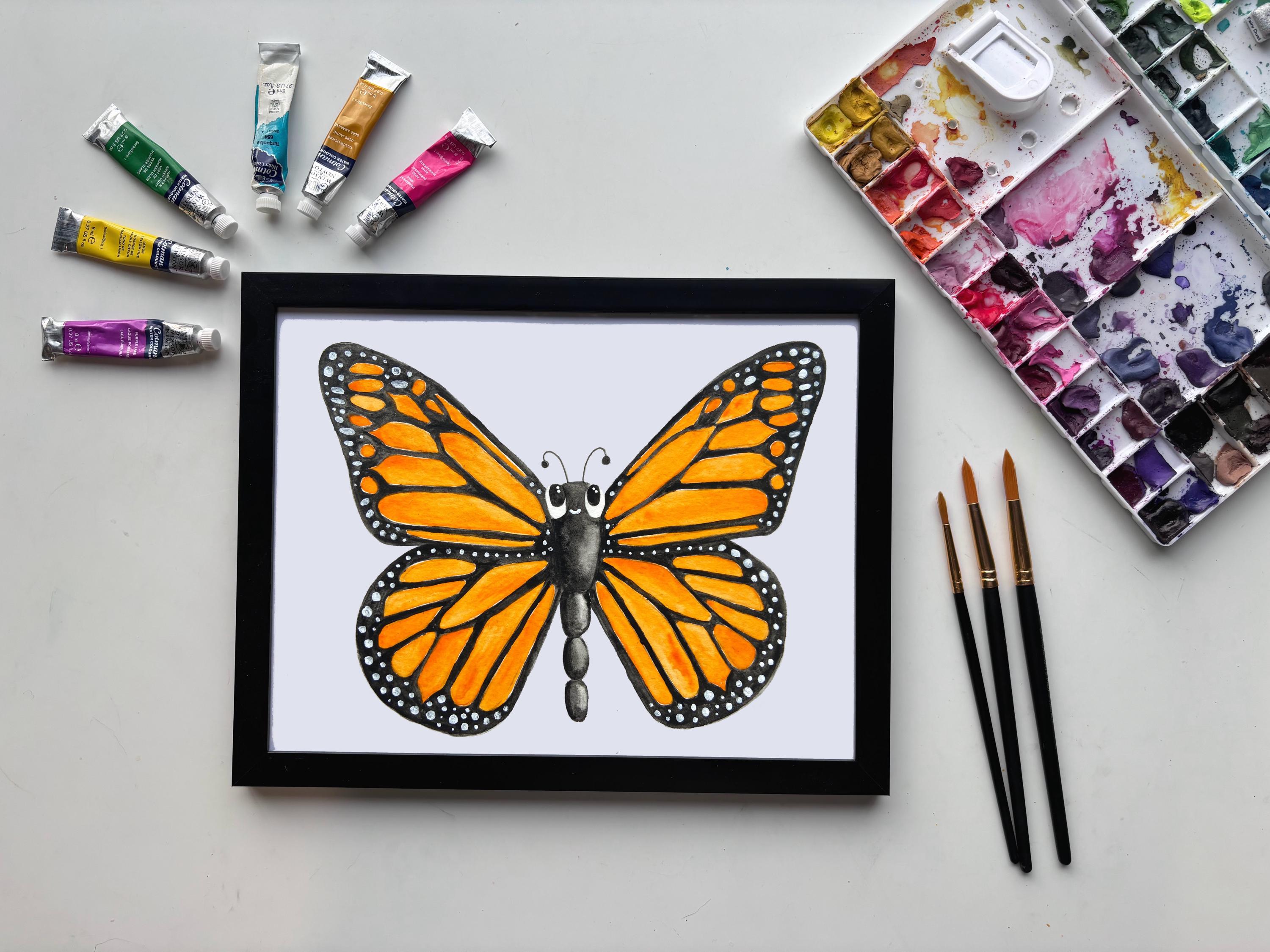 Monarch Butterfly Watercolor Art Print – Orange and Black Insect ...