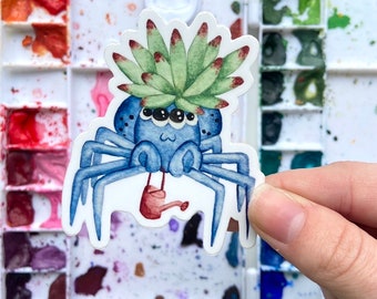 Spider Plant Succulent Vinyl Sticker: spider lover gift cute cartoon spider sticker spider art spider appreciation